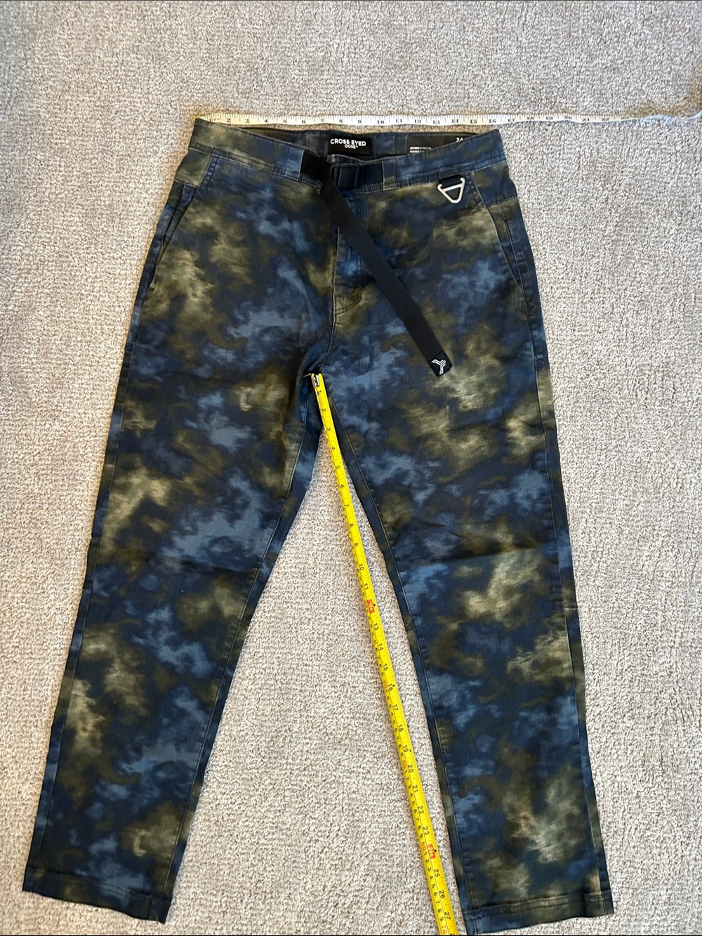 Cross Eyed Tie-Dye Rugged Pants in Olive & Navy